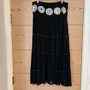 Embellished Black Maxi Rayon 90’s Skirt Size Medium